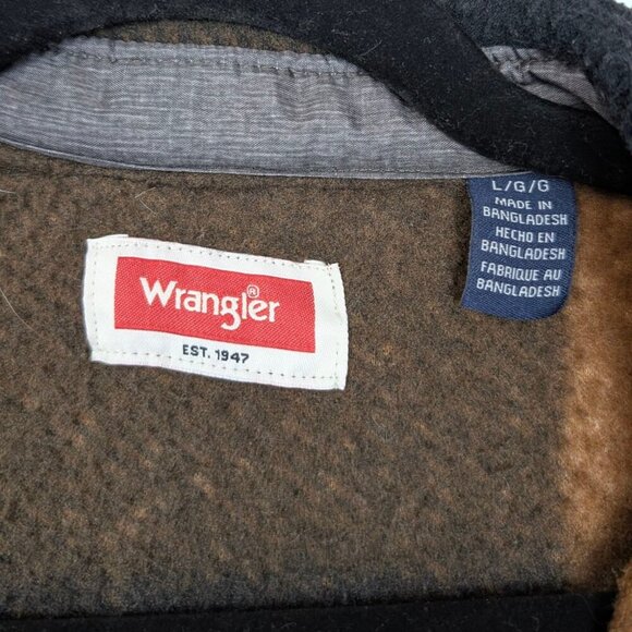 Wrangler Brown Plaid Fleece Button Jacket - Picture 7 of 8